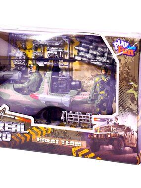 Real Hero Military Helicopter Playset Soldier Figures Weapons Accessories 3+ New